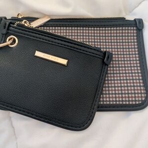 Anne Klein Black and Plaid Pouch Set.